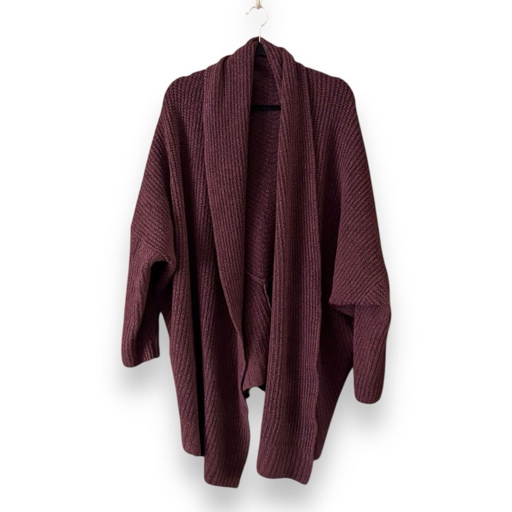 Aerie Burgundy Cocoon Cardigan Open Front Size XL Cozy Autumn